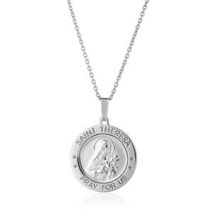 Vanbelle Sterling Silver Jewelry Saint Theresa Medal Pendant Necklace